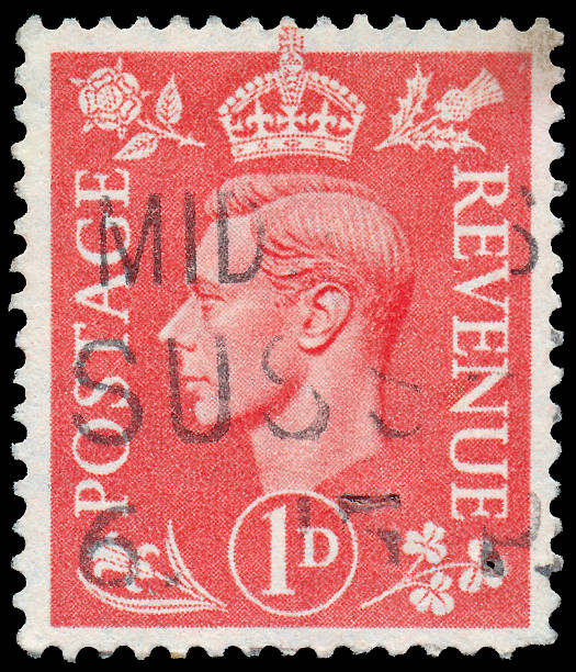 istock Stamp printed in UK shows image of the George VI 486648143