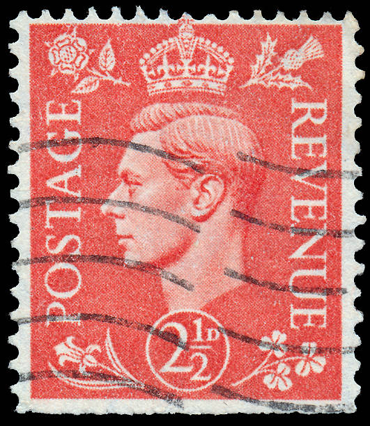 istock Stamp printed in UK shows image of the George VI 486648207