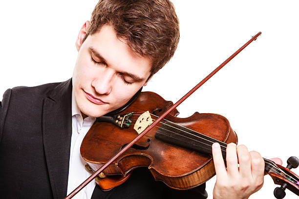 istock Man violinist playing violin. Classical music art 486648315