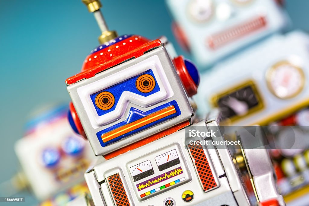 Drei Retro Tin Roboter - Lizenzfrei 1960-1969 Stock-Foto