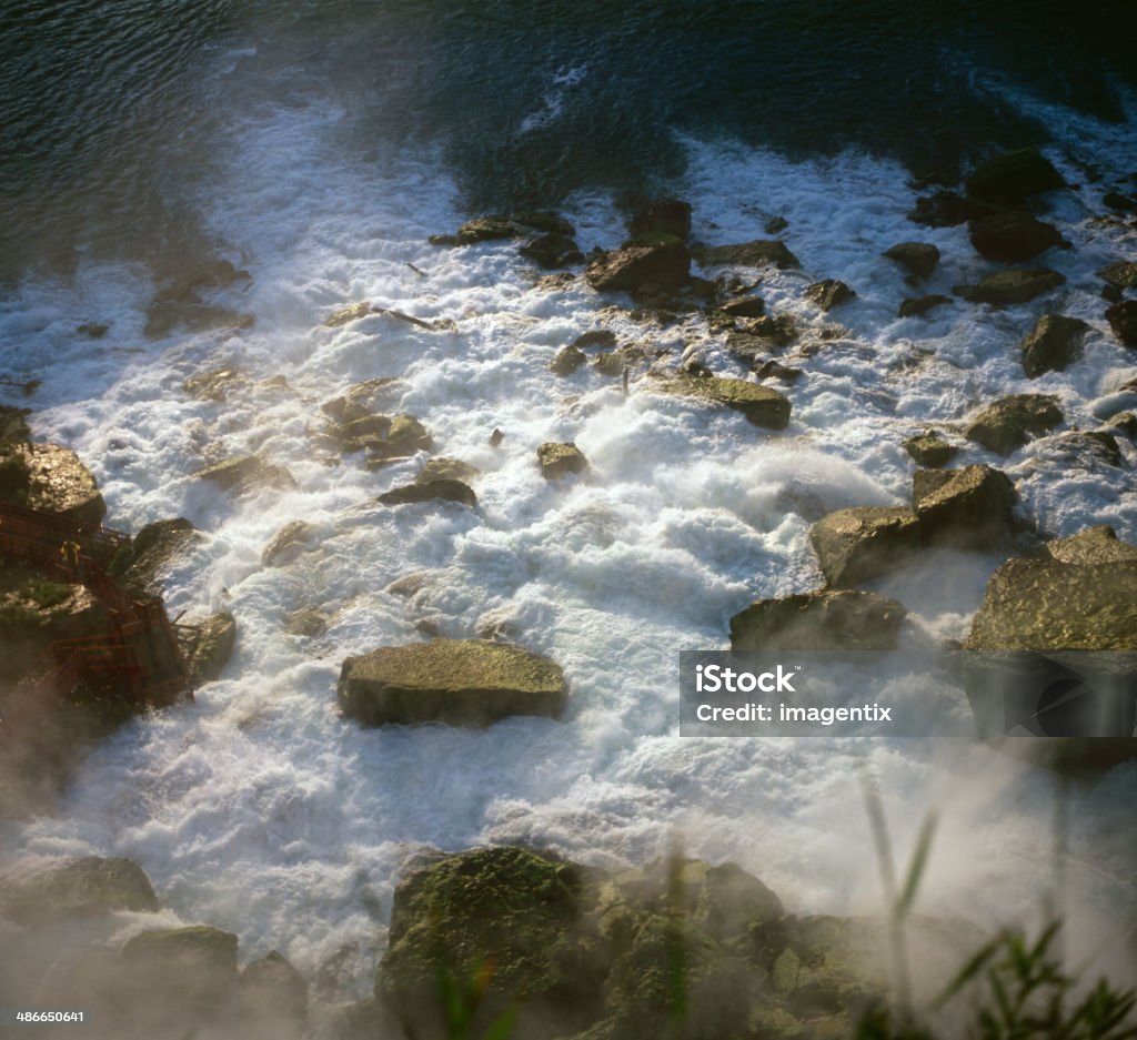 Niagara bottom Medium format Fuji Velvia 100F film. Backgrounds Stock Photo