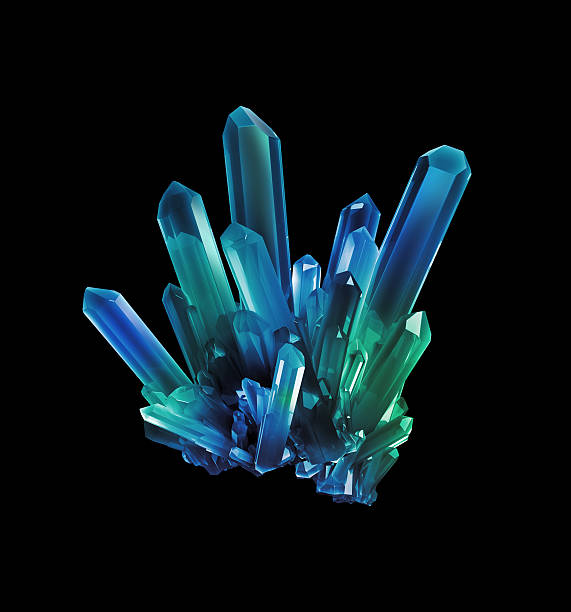 istock blue green crystals, geological shapes, 3d object isolated on bl 486650720