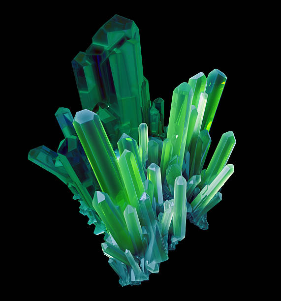istock 3d emerald green crystal, abstract faceted gem, rough nugget, di 486651630