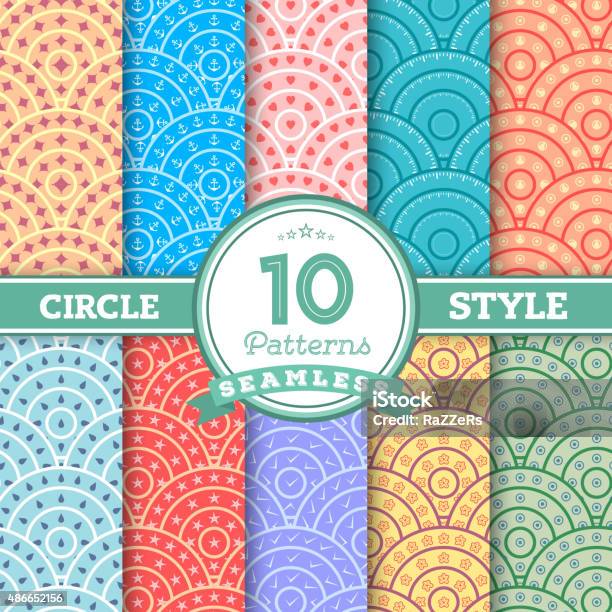 Different Circle Pattern Types Set Of 10 Different Circle Style Seamless Patterns Stock Illustration ...