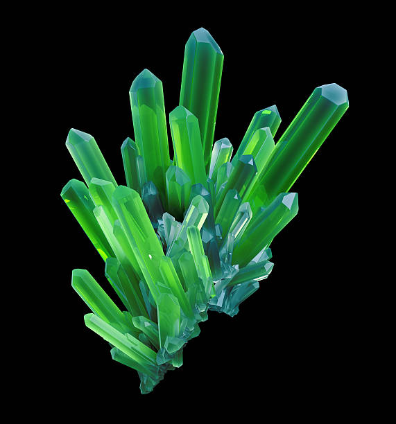 istock 3d emerald green crystal, abstract faceted gem, rough nugget, di 486653064