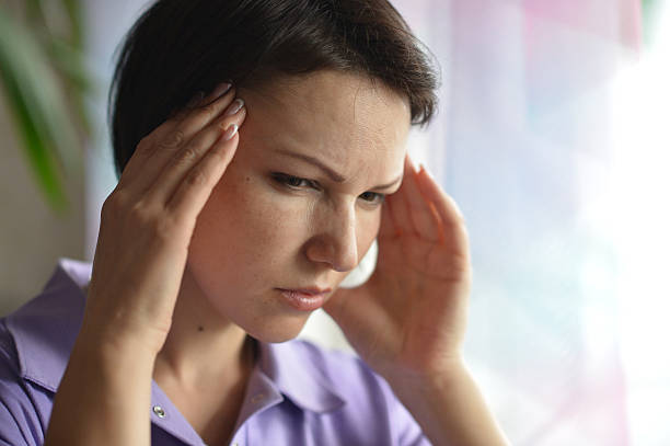istock Sick woman with headach 486653450