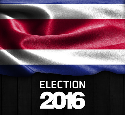 Election 2016 Typography on wood texture background with Costa Rica smooth silk texture