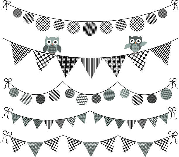 sowa śpioszki z banner - bunting chevron pattern flag stock illustrations