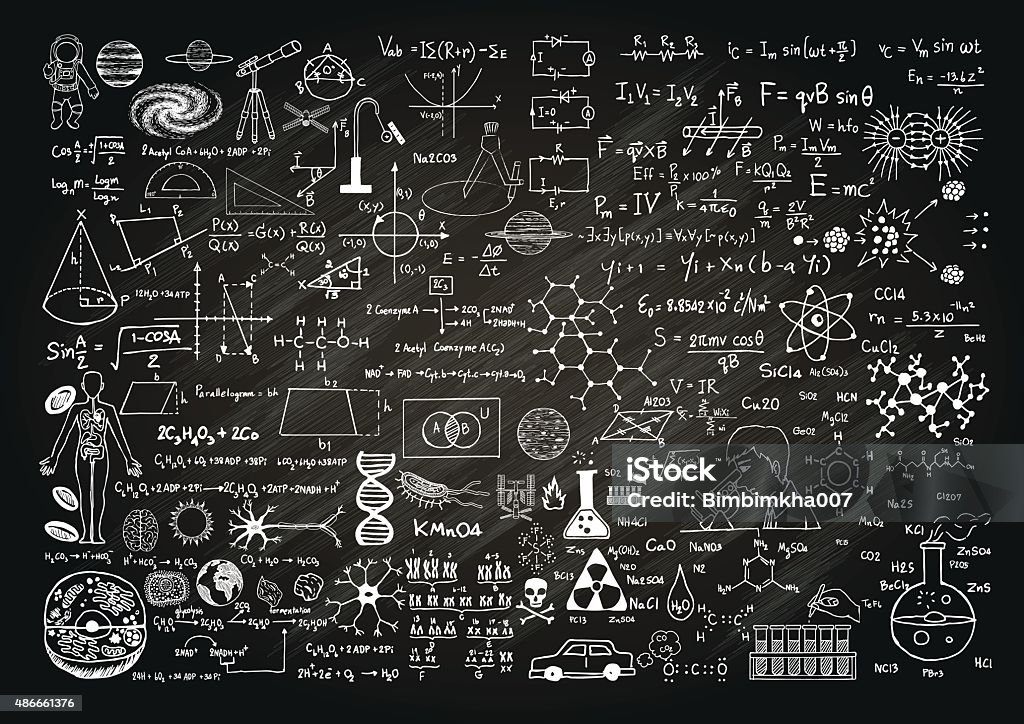 Ciencia on chalkboard - arte vectorial de Pizarra - Medios visuales libre de derechos