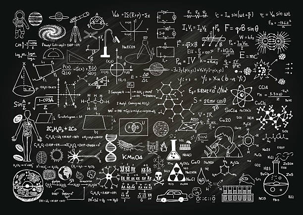 science on chalkboard - matematik formülü stock illustrations