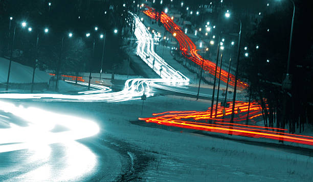 istock Long exposure photo of traffic on the move 486663390