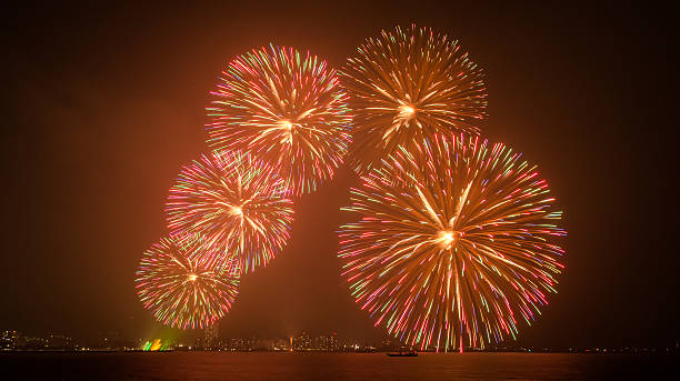 Japanese Fireworks in Summer 2 stock photo