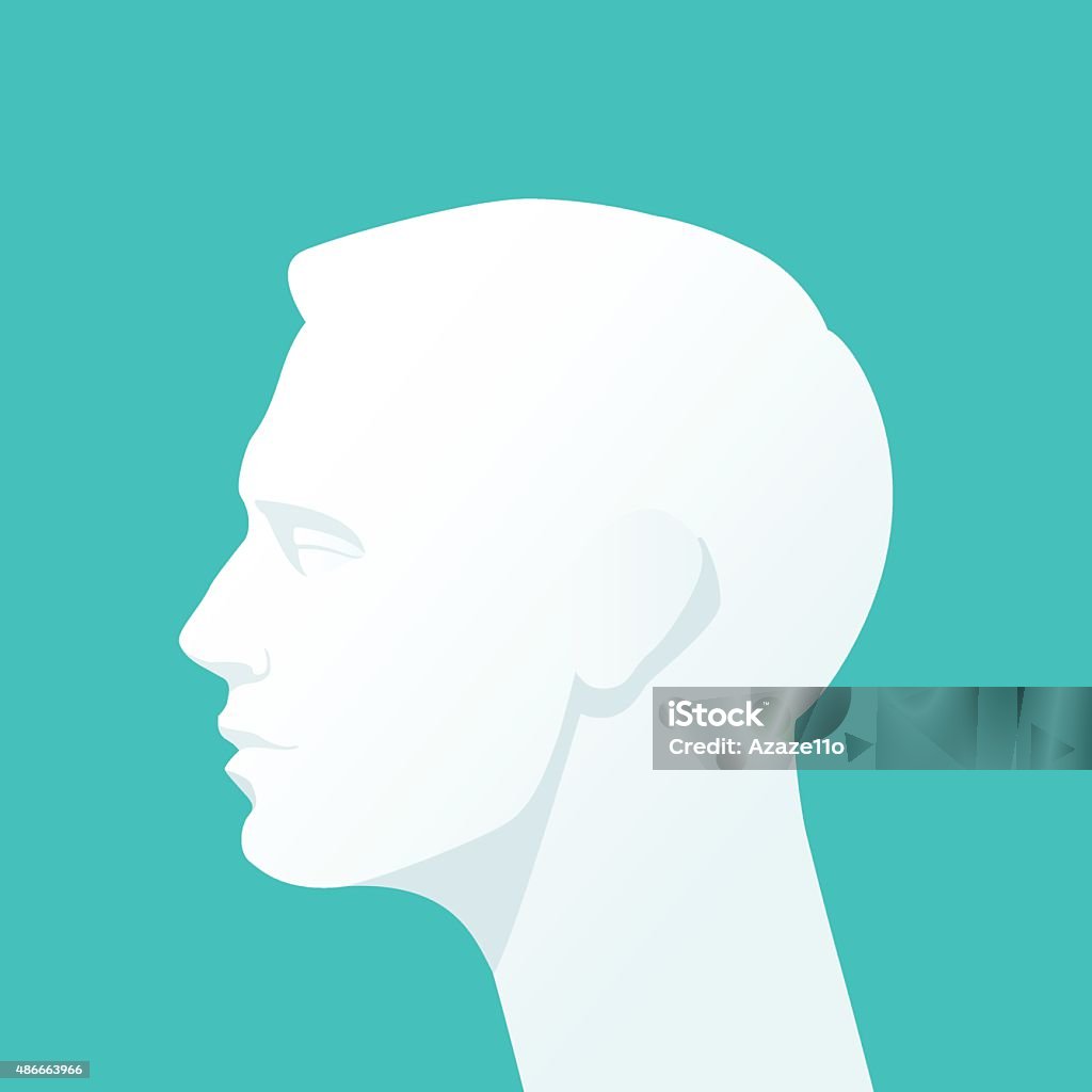 Human head. Silhouette of a man's head on a homogeneous background. Vector Flat illustration. Profile View stock vector