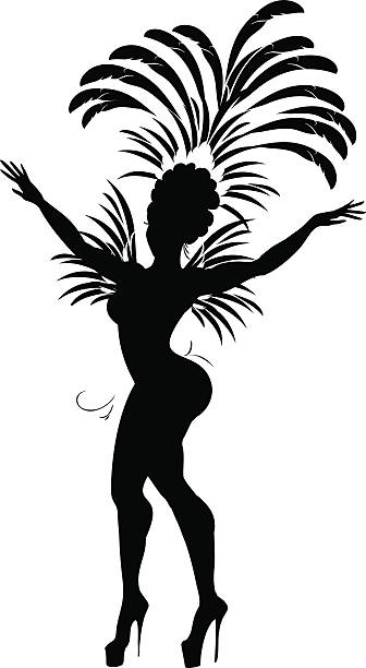 シルエットのサンバダンサー - samba dancing rio de janeiro carnival brazilian点のイラスト素材／クリップアート素材／マンガ素材／アイコン素材