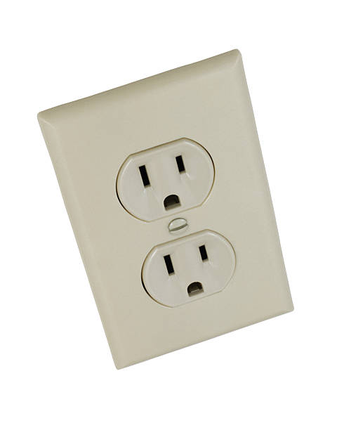 North American electric wall outlet receptacle stock photo