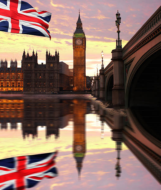 istock Famous Big Ben in the evening with bridge, London, England 486667019
