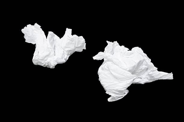 Tissues used Tissues used on black background. facial tissue photos stock pictures, royalty-free photos & images