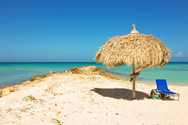 istock Straw umbrella on a tropical beach 486667505