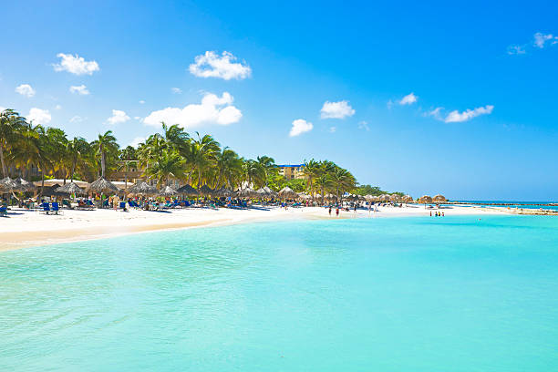 Palm Beach at Aruba stock photo