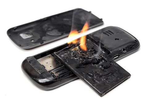 mobile phone battery explodes and caught on fire due to poor quality and overheat