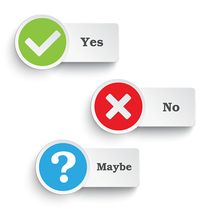 Yes, no and maybe round icons on the white background. Eps 10 vector file.