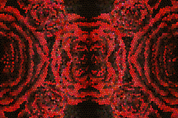 the pattern of red flowers, stained glass, mosaic
