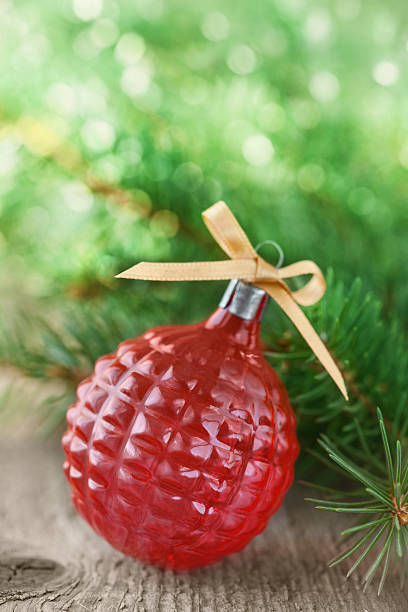 istock Christmas card with glass ball and copy space for text 486669048