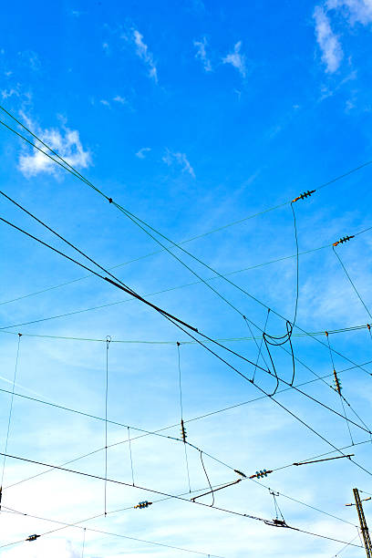 istock electrical cable for trains in winter at the station 486670379