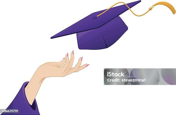 Grade Hat Toss Stock Illustration - Download Image Now - Mortarboard, Purple, Achievement