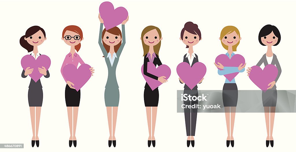 Mujeres con corazón - arte vectorial de Adulto libre de derechos