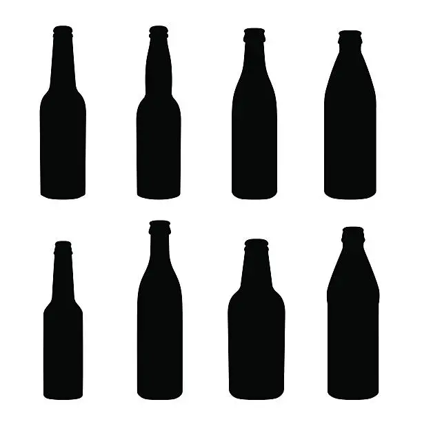 Vector illustration of Silhouettes of different alcohol bottles
