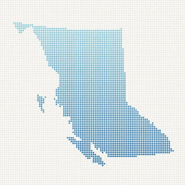Vector illustration of British Columbia Map Blue Dot Pattern