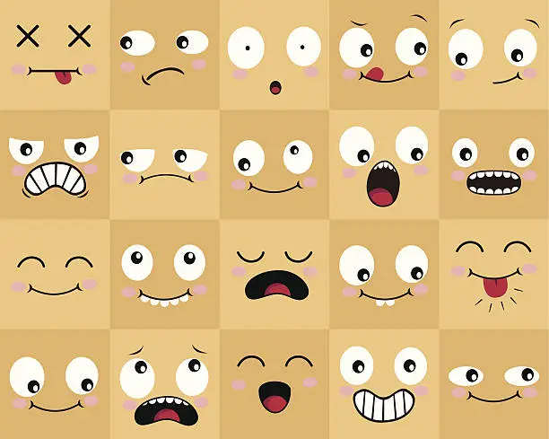 Vector illustration of Many Cartoon Faces