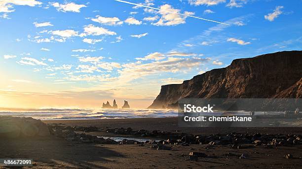 View Of Reynisdrangar In Vik Iceland Stock Photo - Download Image Now - Arrangement, Beach, Black Sand