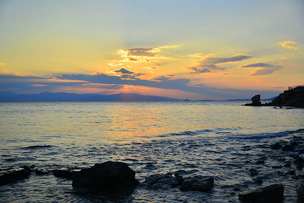 Aegina Islan ancient port at sunset