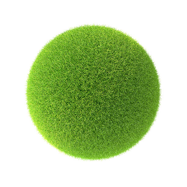 erba verde palla. isolato su sfondo bianco - lawn ball circle green foto e immagini stock