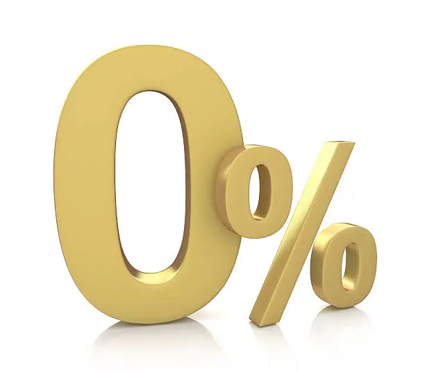 Photo of 3D rendering of a 0 percent in gold letters