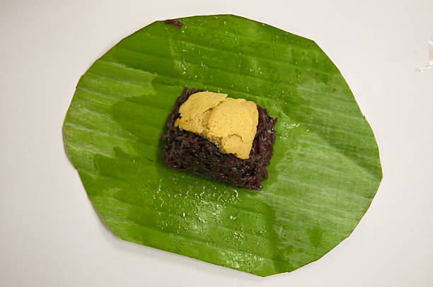 istock Black Sticky Rice with Custard Topping 486686602