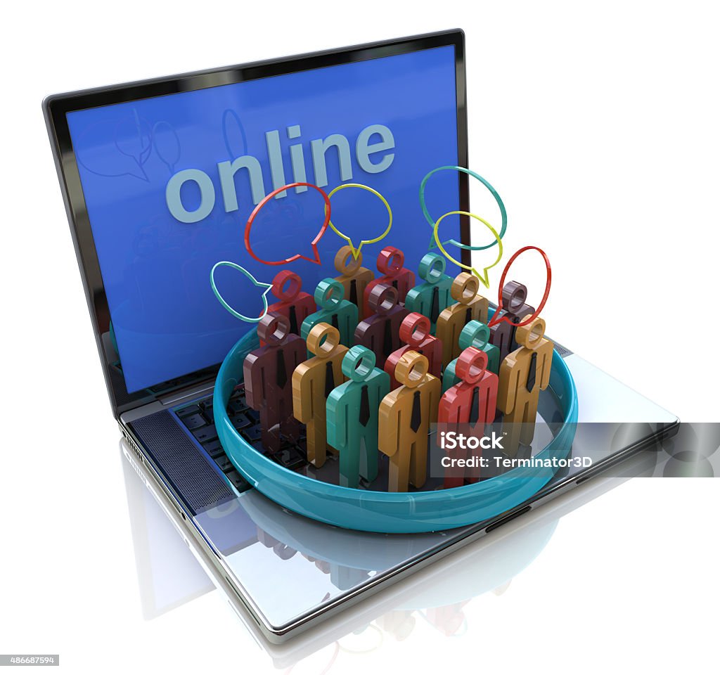 Online meeting. People talk meet in a social media network Online meeting. People talk meet in a social media network speech bubble for the design of information related to communication 2015 Stock Photo