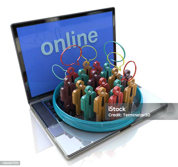 Online Meeting People Talk Meet In A Social Media Network Stock Photo - Download Image Now
