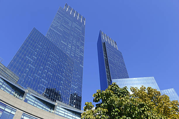 Glass Towers of Time Warner Center, Manhattan, New York Glass Towers of mixed use real estate of the Time Warner Center at Columbus Circle, Manhattan, New York time warner center columbus circle pictures stock pictures, royalty-free photos & images