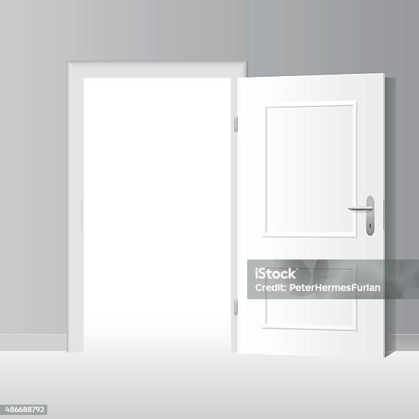 Wide Open White Door Stock Illustration - Download Image Now - 2015, Accessibility, Architecture