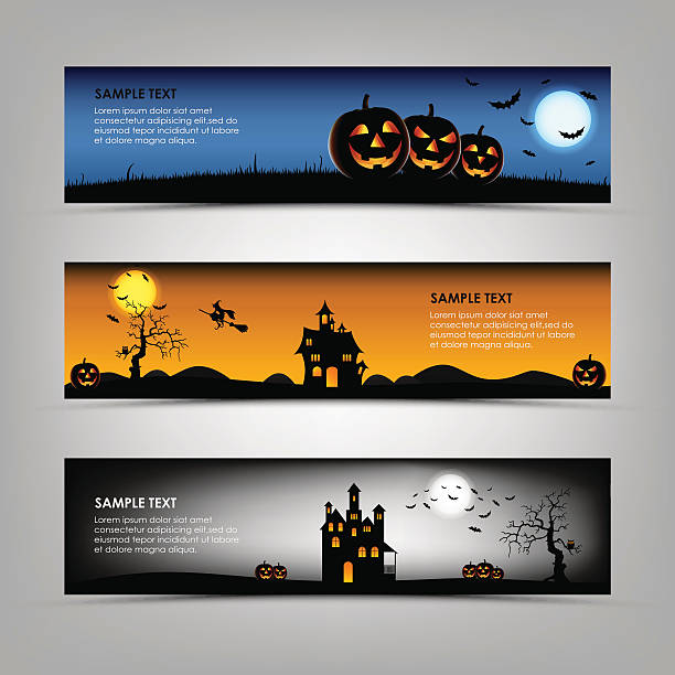 ilustrações, clipart, desenhos animados e ícones de halloween noite banners modelo - witch smiling evil bizarre