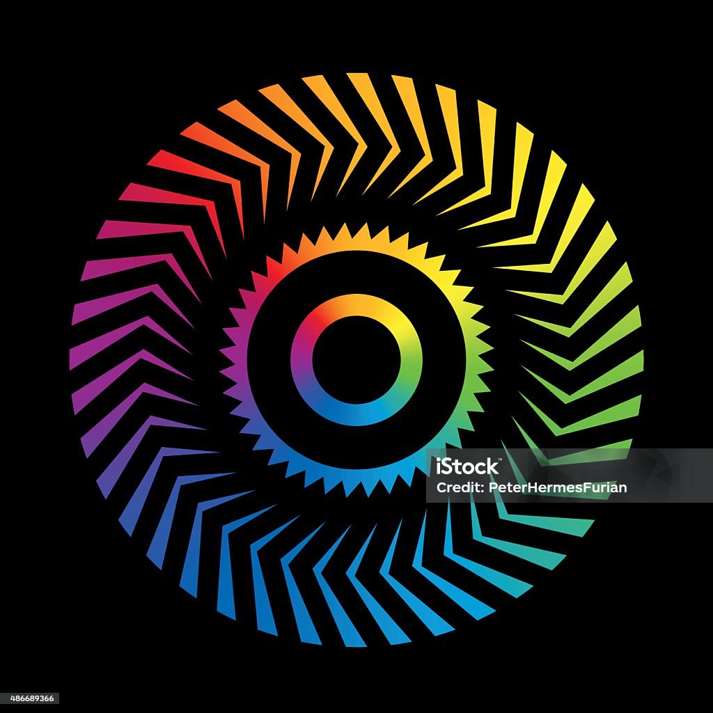 Circular Pattern Colorful Wheel Rainbow Black Circular colorful pattern. Isolated vector illustration on black background. 2015 stock vector