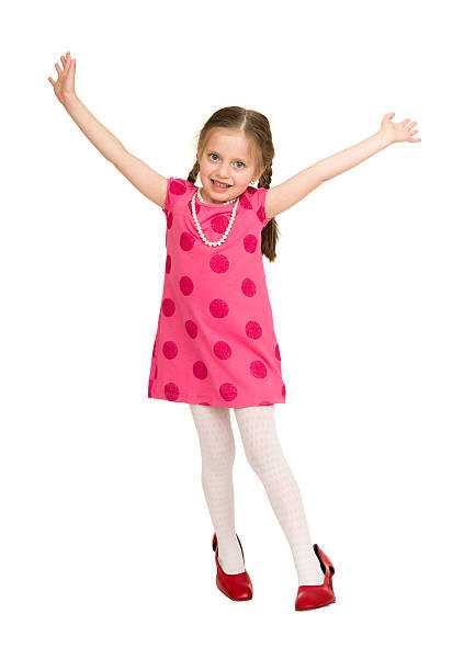 istock girl in a red dress on white 486689883