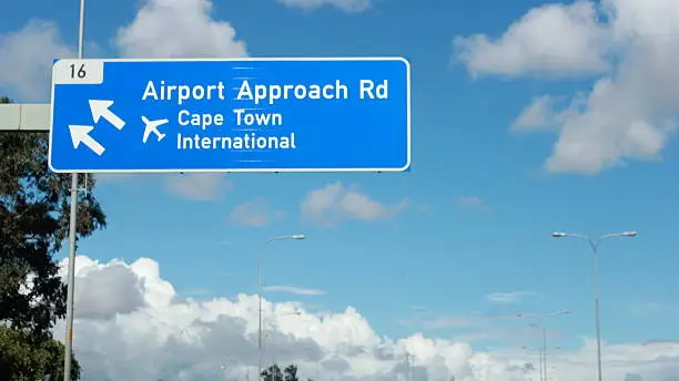 Photo of Cape Town international airport turn-off sign board