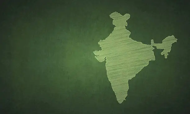 Vector illustration of India map on greenboard