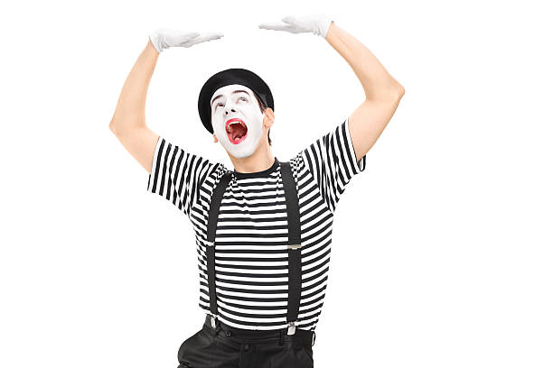 istock Mime artist simulate carrying something over his head 486691685