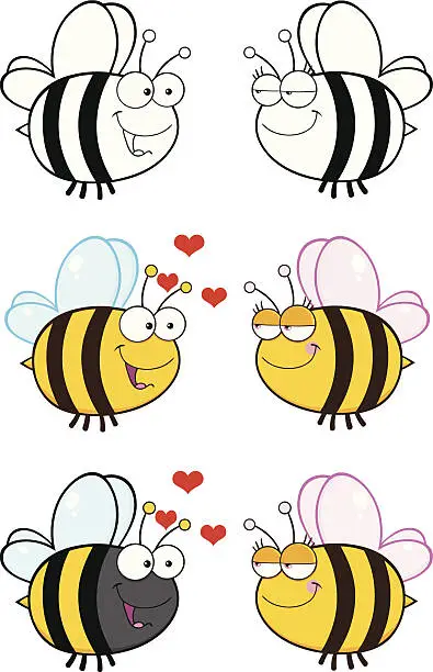 Vector illustration of Collection of Bee Mascot - 1