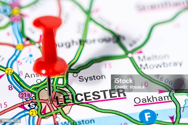 European Cities On Map Series Leicester Stock Photo - Download Image Now - Leicester, British Culture, Cartography